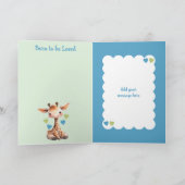 Gefeliciteerd baby jongen schattig giraffe blauw kaart (Binnen)