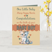 Gefeliciteerd baby jongen schattig luipaard sinaas kaart (Gele Bloem)