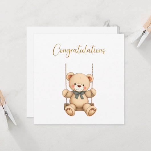 Gefeliciteerd Baby Kaart (Voorkant / Achterkant in situ)