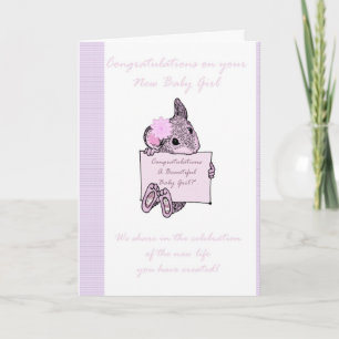 Gefeliciteerd baby meisje Kaart, nieuwe baby Kaart