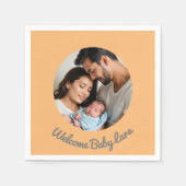 Gefeliciteerd baby meisje perzik welkom gewoonte servet (Voorkant)