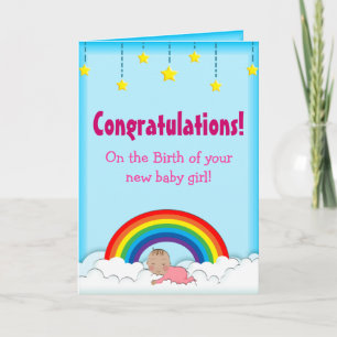 Gefeliciteerd Baby Meisje regenboog kaart