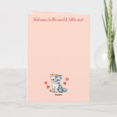 Gefeliciteerd baby meisje schattig luipaard roze kaart (Achterkant)