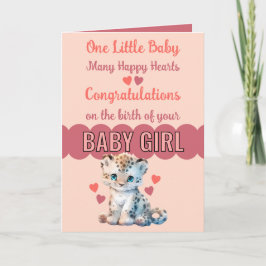 Gefeliciteerd baby meisje schattig luipaard roze kaart