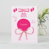 Gefeliciteerd Baby Meisje Welkom Typografie Kaart (Staand voorkant)