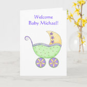 Gefeliciteerd Baby Naam Gepersonaliseerde Groene B Kaart (Gele Bloem)