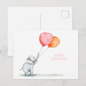 Gefeliciteerd. baby olifant met ballonnen briefkaart (Voorkant / Achterkant)