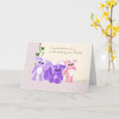 Gefeliciteerd Baby Triplets Kaart, nieuwe baby Kaart (Gele Bloem)