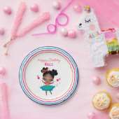 Gefeliciteerd! Ballerina kleurrijke verjaardagsjur Papieren Bordje (Feest)