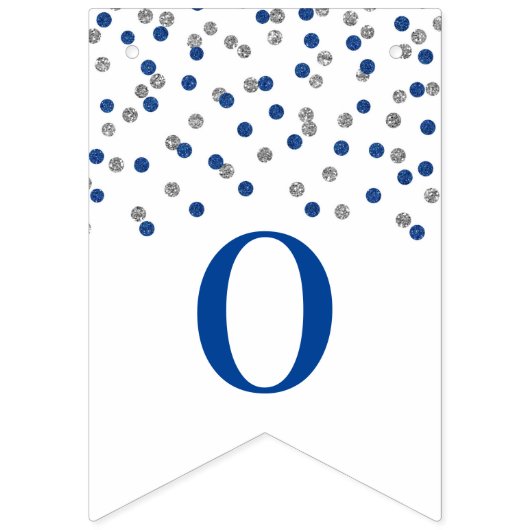 Gefeliciteerd Banner Dark Blue Silver Confetti (Tweede vlag)