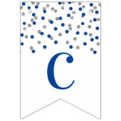 Gefeliciteerd Banner Dark Blue Silver Confetti (Eerste vlag)