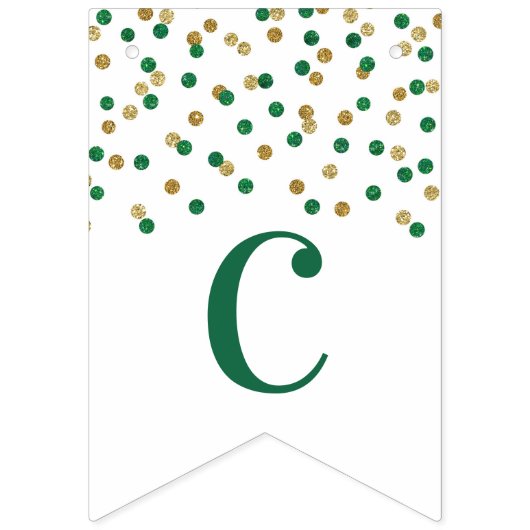 Gefeliciteerd Banner Green Gold Confetti (Eerste vlag)