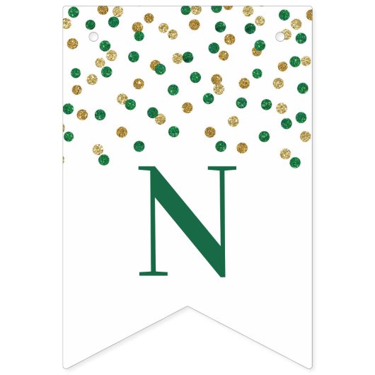 Gefeliciteerd Banner Green Gold Confetti (Derde vlag)