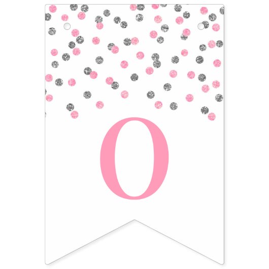 Gefeliciteerd banner Light PInk Silver Confetti (Tweede vlag)