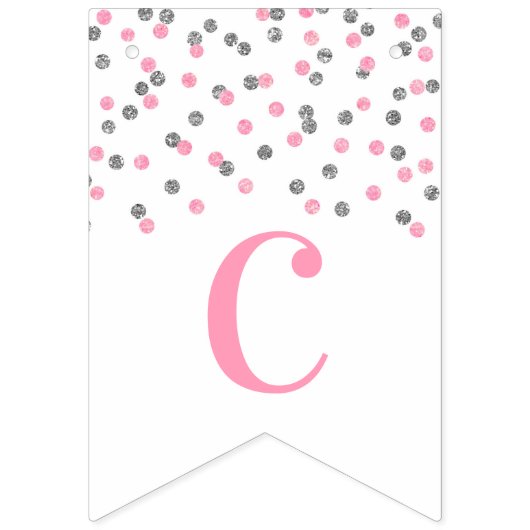 Gefeliciteerd banner Light PInk Silver Confetti (Eerste vlag)