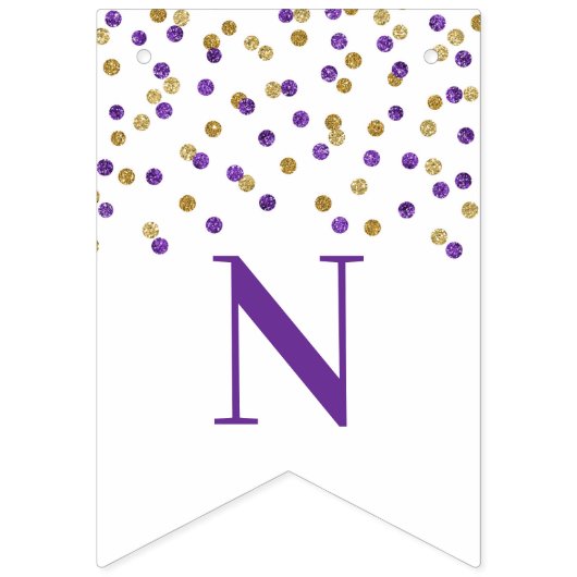 Gefeliciteerd Banner Paarse Gold Confetti (Derde vlag)