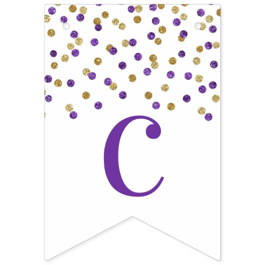 Gefeliciteerd Banner Paarse gouden Confetti (Eerste vlag)