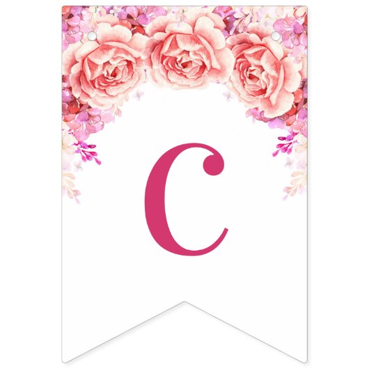 Gefeliciteerd banner roze Waterverf bloemen (Eerste vlag)