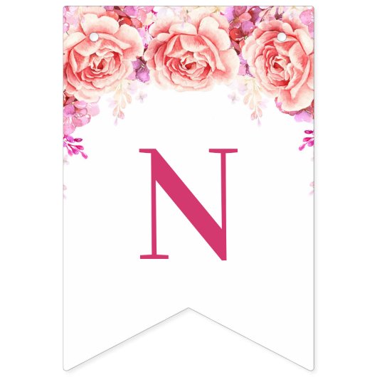 Gefeliciteerd banner roze Waterverf bloemen (Derde vlag)