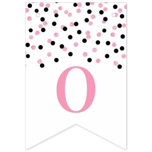 Gefeliciteerd Banner Roze Zwart Confetti (Tweede vlag)