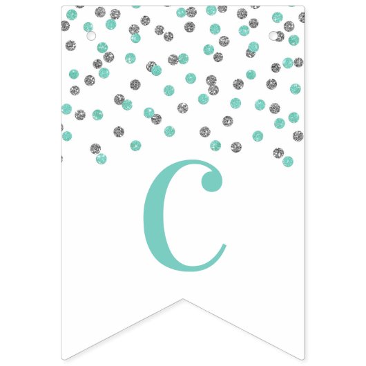 Gefeliciteerd Banner Turquoise Silver Confetti (Eerste vlag)