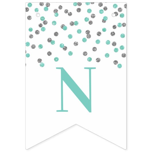 Gefeliciteerd Banner Turquoise Silver Confetti (Derde vlag)