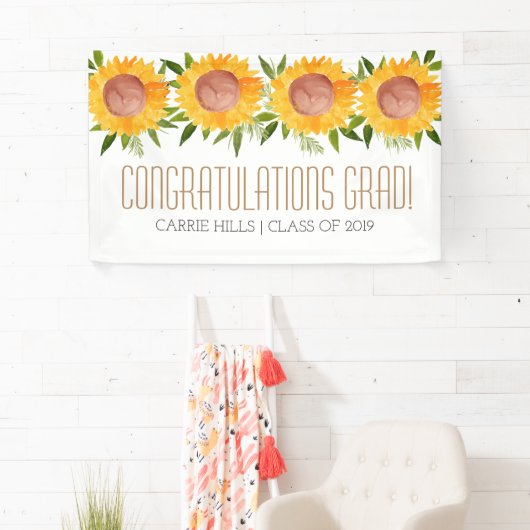 Gefeliciteerd banner Zonnebloemgraduatie (Insitu)