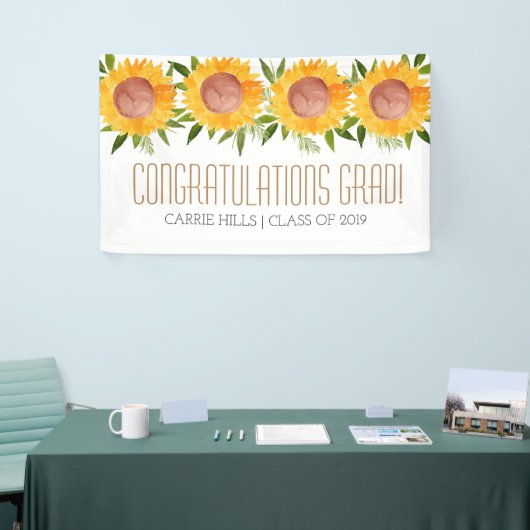Gefeliciteerd banner Zonnebloemgraduatie (Beurs)