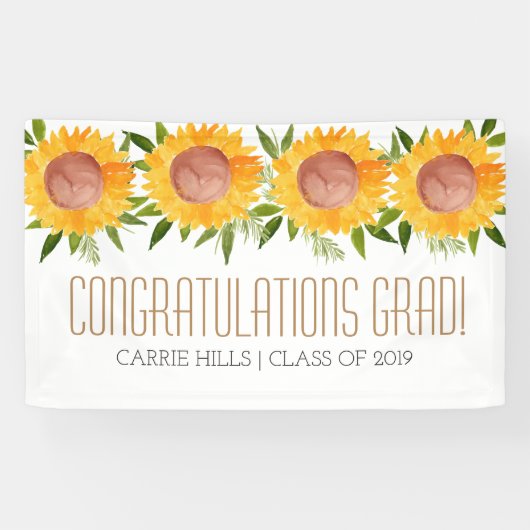 Gefeliciteerd banner Zonnebloemgraduatie (Horizontaal)