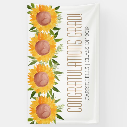 Gefeliciteerd banner Zonnebloemgraduatie (Verticaal)