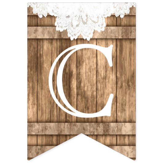 Gefeliciteerd - Barnwood en Lace Vlaggetjes (Eerste vlag)