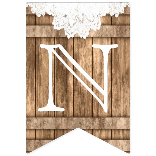 Gefeliciteerd - Barnwood en Lace Vlaggetjes (Derde vlag)