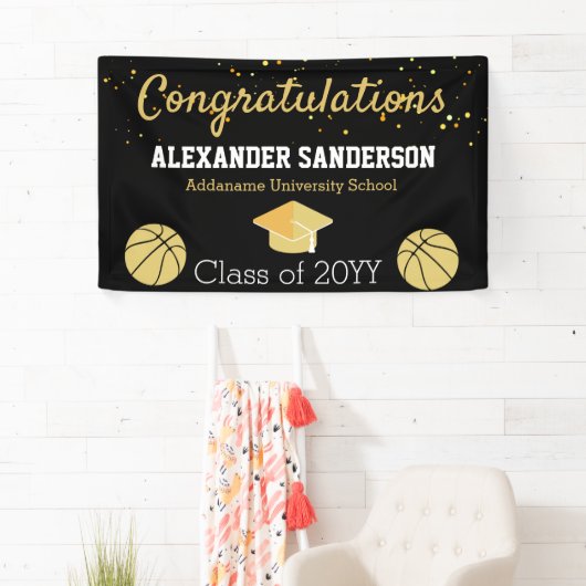 Gefeliciteerd Basketball Afstuderen Banner (Insitu)