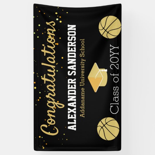 Gefeliciteerd Basketball Afstuderen Banner (Verticaal)