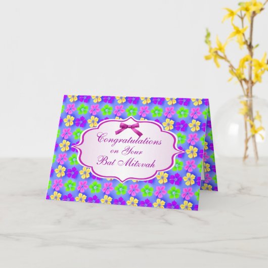 Gefeliciteerd, Bat Mitswa Kaart (Gele Bloem)