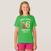 Gefeliciteerd BEARthday Aangepaste Teddybeer 6e ve T-shirt (Voorkant volledig)