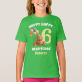 Gefeliciteerd BEARthday Aangepaste Teddybeer 6e ve T-shirt (Voorkant)