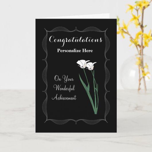 Gefeliciteerd / Behalen - Witte bloemen Kaart (Gele Bloem)