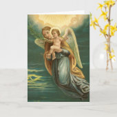 Gefeliciteerd Beschermengel en Baby Jezus Kaart (Gele Bloem)