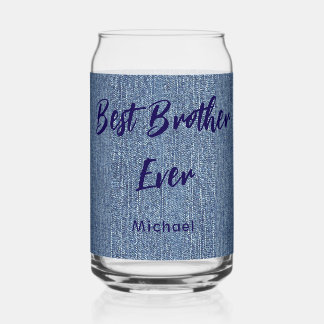 Gefeliciteerd Beste Broer Ooit Blauwe Denim Print Blikvorm Glas