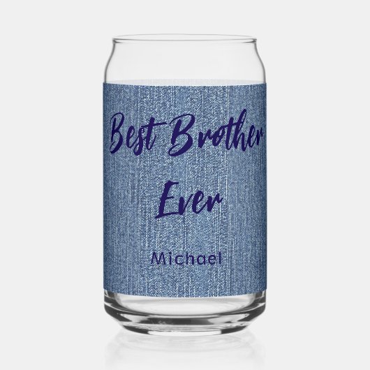 Gefeliciteerd Beste Broer Ooit Blauwe Denim Print Blikvorm Glas (Voorkant)