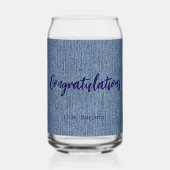 Gefeliciteerd Beste Broer Ooit Blauwe Denim Print Blikvorm Glas (Achterkant)