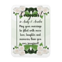 Gefeliciteerd Beste wensen Witte Rozen Magnet