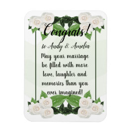 Gefeliciteerd Beste wensen Witte Rozen Magnet Magneet