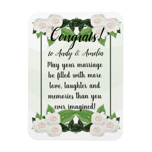 Gefeliciteerd Beste wensen Witte Rozen Magnet Magneet (Verticaal)