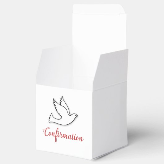 Gefeliciteerd Bevestiging Duif met Rood Bedankdoosjes (Geopend)
