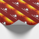 Gefeliciteerd, Bevestigingsdove met Gold/Red Cadeaupapier (Hoek)