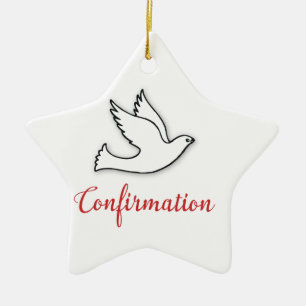 Gefeliciteerd, Bevestigingsdove met Gold, Red Keramisch Ornament