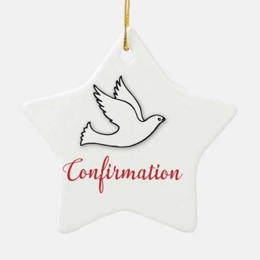 Gefeliciteerd, Bevestigingsdove met Gold, Red Keramisch Ornament (Voorkant)