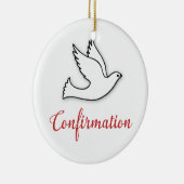 Gefeliciteerd, Bevestigingsdove met Gold, Red Keramisch Ornament (Rechts)